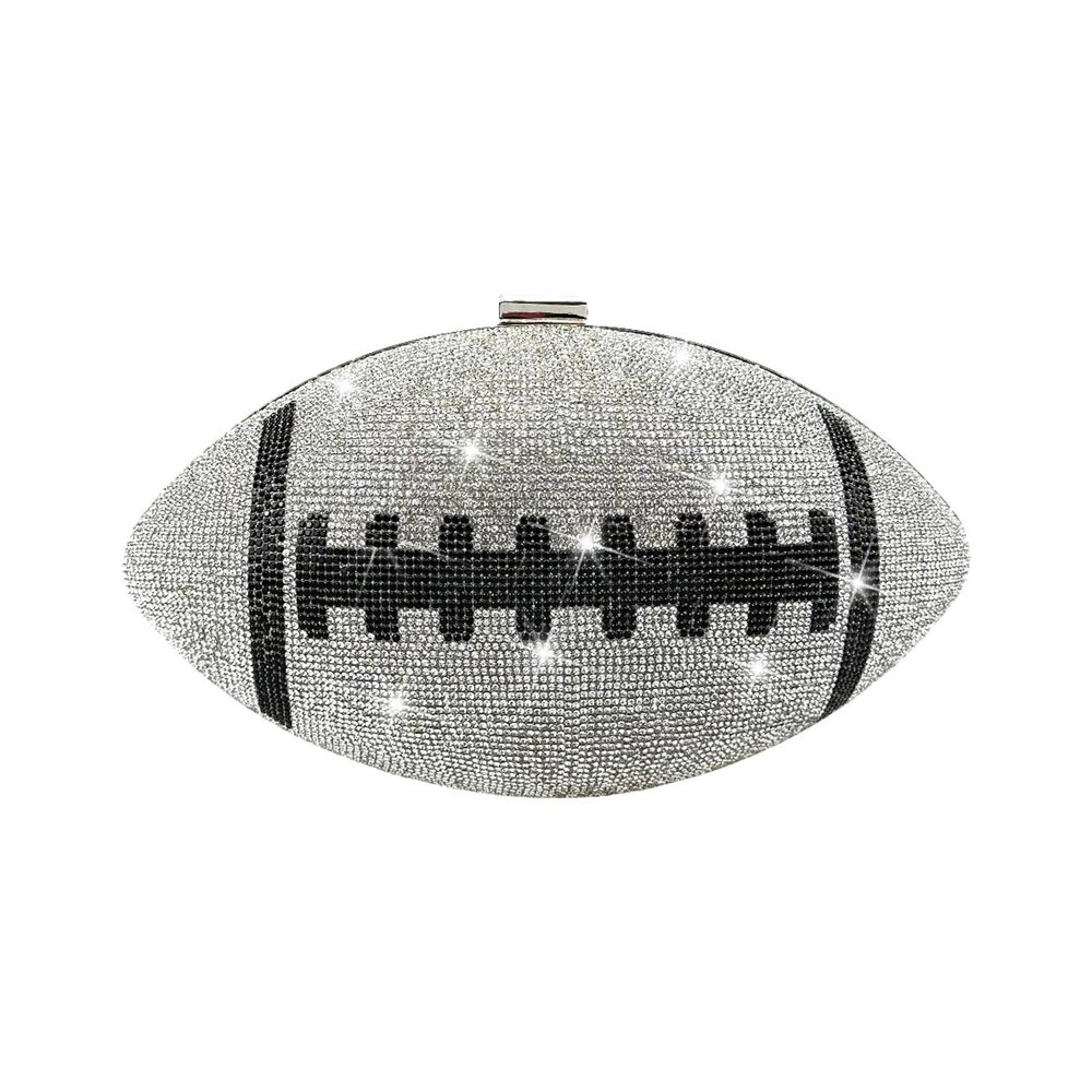 6074 Football Purse with Rhinestones Bling Glitter Evening Football Shape
